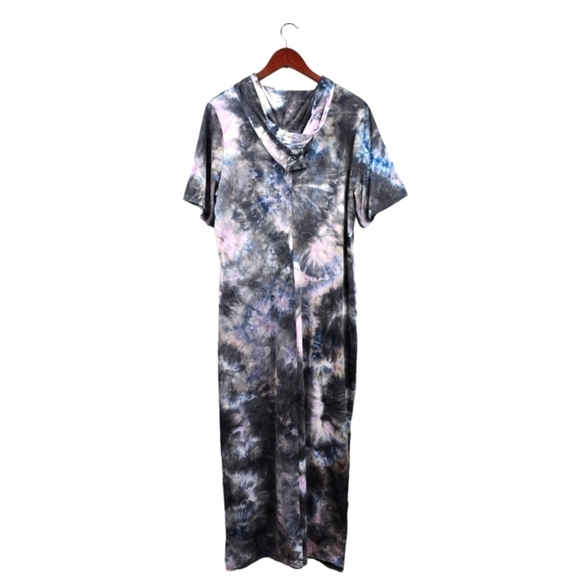 VIBE Sportswear Soft Tie Dye Maxi Dress Hooded Multi-colored Womens Plus‎ Sz 2X - Picture 5 of 16